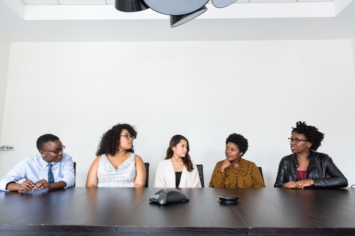 A diverse team in a business meeting